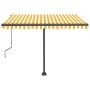 Toldo de pie automático amarillo y blanco 350x250 cm de vidaXL, Toldos - Ref: Foro24-3069728, Precio: 470,28 €, Descuento: %