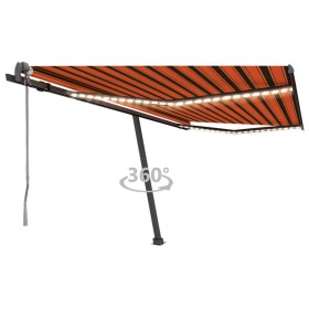 Automatic awning with wind sensor LED orange brown 400x300 cm by vidaXL, Awnings - Ref: Foro24-3069755, Price: 695,19 €, Disc...