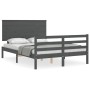 Estructura de cama con cabecero madera maciza gris 140x200 cm de vidaXL, Camas y somieres - Ref: Foro24-3195223, Precio: 170,...