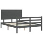 Estructura de cama con cabecero madera maciza gris 140x200 cm de vidaXL, Camas y somieres - Ref: Foro24-3195223, Precio: 170,...