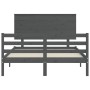 Estructura de cama con cabecero madera maciza gris 140x200 cm de vidaXL, Camas y somieres - Ref: Foro24-3195223, Precio: 170,...