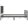 Estructura de cama con cabecero madera maciza gris 140x200 cm de vidaXL, Camas y somieres - Ref: Foro24-3195223, Precio: 170,...