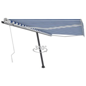 Retractable manual blue and white freestanding awning 400x300 cm by vidaXL, Awnings - Ref: Foro24-3069736, Price: 455,12 €, D...