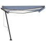 Toldo automático LED sensor de viento azul y blanco 450x300 cm de vidaXL, Toldos - Ref: Foro24-3069771, Precio: 622,77 €, Des...