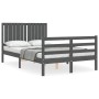 Gray solid wood bed frame with headboard 120x200 cm by vidaXL, Beds and slatted bases - Ref: Foro24-3194763, Price: 148,99 €,...