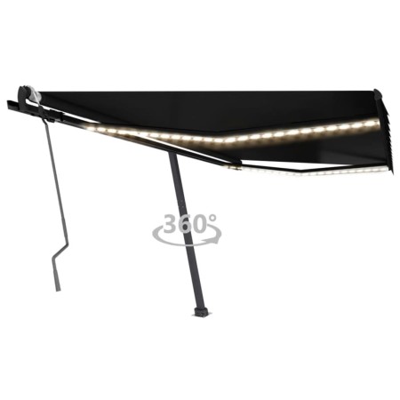 Toldo retráctil manual con luz LED gris antracita 450x300 cm de vidaXL, Toldos - Ref: Foro24-3069764, Precio: 515,85 €, Descu...