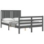 Gray solid wood bed frame with headboard 120x200 cm by vidaXL, Beds and slatted bases - Ref: Foro24-3194763, Price: 148,99 €,...