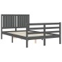 Gray solid wood bed frame with headboard 120x200 cm by vidaXL, Beds and slatted bases - Ref: Foro24-3194763, Price: 148,99 €,...