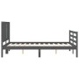 Gray solid wood bed frame with headboard 120x200 cm by vidaXL, Beds and slatted bases - Ref: Foro24-3194763, Price: 148,99 €,...