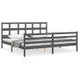 Gray solid wood bed frame with headboard 200x200 cm by vidaXL, Beds and slatted bases - Ref: Foro24-3194853, Price: 168,25 €,...