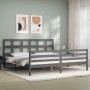 Gray solid wood bed frame with headboard 200x200 cm by vidaXL, Beds and slatted bases - Ref: Foro24-3194853, Price: 168,25 €,...