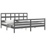 Gray solid wood bed frame with headboard 200x200 cm by vidaXL, Beds and slatted bases - Ref: Foro24-3194853, Price: 168,25 €,...