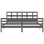 Gray solid wood bed frame with headboard 200x200 cm by vidaXL, Beds and slatted bases - Ref: Foro24-3194853, Price: 168,25 €,...