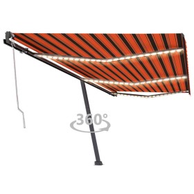 Toldo automático LED sensor de viento naranja marrón 600x300 cm de vidaXL, Toldos - Ref: Foro24-3069815, Precio: 841,64 €, De...