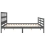 Gray solid wood bed frame with headboard 200x200 cm by vidaXL, Beds and slatted bases - Ref: Foro24-3194853, Price: 168,25 €,...