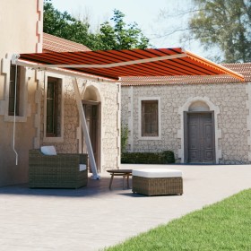 Retractable manual orange and brown freestanding awning 400x300 cm by vidaXL, Awnings - Ref: Foro24-3069540, Price: 590,77 €,...