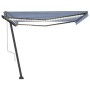 Toldo automático LED sensor de viento azul y blanco 400x300 cm de vidaXL, Toldos - Ref: Foro24-3069751, Precio: 681,10 €, Des...