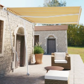 Automatic yellow and white freestanding awning 350x250 cm by vidaXL, Awnings - Ref: Foro24-3069528, Price: 451,92 €, Discount: %