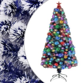 Árbol de Navidad con luces fibra óptica blanco y azul 120 cm de vidaXL, Arboles de navidad - Ref: Foro24-328455, Precio: 79,9...