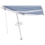 Automatic awning LED wind sensor blue and white 350x250 cm by vidaXL, Awnings - Ref: Foro24-3069531, Price: 585,22 €, Discoun...