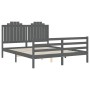 Gray solid wood bed frame with headboard 160x200 cm by vidaXL, Beds and slatted bases - Ref: Foro24-3194193, Price: 206,99 €,...