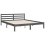 Gray solid wood bed frame with headboard 160x200 cm by vidaXL, Beds and slatted bases - Ref: Foro24-3194193, Price: 206,99 €,...