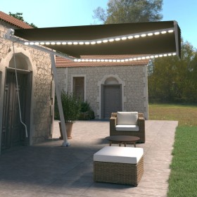 Toldo manual retráctil con LED gris antracita 400x350 cm de vidaXL, Toldos - Ref: Foro24-3069624, Precio: 505,99 €, Descuento: %