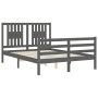 Estructura de cama con cabecero madera maciza gris 120x200 cm de vidaXL, Camas y somieres - Ref: Foro24-3194568, Precio: 149,...