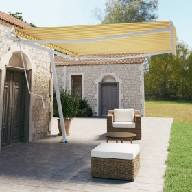 Toldo de pie automático amarillo y blanco 400x350 cm de vidaXL, Toldos - Ref: Foro24-3069628, Precio: 612,43 €, Descuento: %