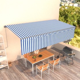 Toldo automático retráctil con persiana 6x3 m azul y blanco de vidaXL, Toldos - Ref: Foro24-3069486, Precio: 578,99 €, Descue...