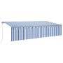 Automatic retractable awning with blind 6x3 m blue and white by vidaXL, Awnings - Ref: Foro24-3069486, Price: 591,64 €, Disco...