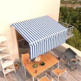 Manual retractable awning with blue and white blind 3x2.5 m by vidaXL, Awnings - Ref: Foro24-3069256, Price: 268,05 €, Discou...