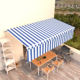 Manual retractable awning with blue and white blinds 6x3 m by vidaXL, Awnings - Ref: Foro24-3069356, Price: 542,31 €, Discoun...