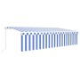 Toldo retráctil manual con persiana azul y blanco 6x3 m de vidaXL, Toldos - Ref: Foro24-3069356, Precio: 565,93 €, Descuento: %