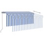 Retractable manual awning with blinds and blue and white LED lights 3x2.5 m by vidaXL, Awnings - Ref: Foro24-3069381, Price: ...