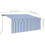 Retractable manual awning with blinds and blue and white LED lights 3x2.5 m by vidaXL, Awnings - Ref: Foro24-3069381, Price: ...