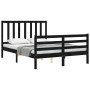 Estructura de cama con cabecero madera maciza negro 120x200 cm de vidaXL, Camas y somieres - Ref: Foro24-3193855, Precio: 154...