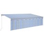 Toldo automático persiana LED sensor viento azul blanco 5x3 m de vidaXL, Toldos - Ref: Foro24-3069471, Precio: 620,94 €, Desc...