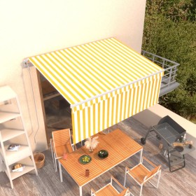 Toldo automático retráctil con persiana amarillo blanco 3x2,5m de vidaXL, Toldos - Ref: Foro24-3069268, Precio: 457,99 €, Des...