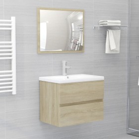 Badezimmermöbel-Set aus Sonoma-Eichensperrholz von vidaXL, Badezimmermöbel - Ref: Foro24-3071678, Preis: 213,18 €, Rabatt: %