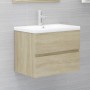 Badezimmermöbel-Set aus Sonoma-Eichensperrholz von vidaXL, Badezimmermöbel - Ref: Foro24-3071678, Preis: 213,94 €, Rabatt: %