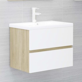 Mueble con lavabo aglomerado blanco y roble Sonoma de vidaXL, Tocadores de baño - Ref: Foro24-3071635, Precio: 221,84 €, Desc...