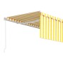 Manual retractable awning with yellow and white blinds 4x3 m by vidaXL, Awnings - Ref: Foro24-3069298, Price: 548,43 €, Disco...