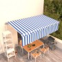 Automatic retractable awning with blind 6x3 m blue and white by vidaXL, Awnings - Ref: Foro24-3069366, Price: 550,93 €, Disco...