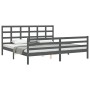 Gray solid wood bed frame with headboard 200x200 cm by vidaXL, Beds and slatted bases - Ref: Foro24-3194008, Price: 165,12 €,...