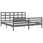 Gray solid wood bed frame with headboard 200x200 cm by vidaXL, Beds and slatted bases - Ref: Foro24-3194008, Price: 165,12 €,...