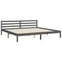 Gray solid wood bed frame with headboard 200x200 cm by vidaXL, Beds and slatted bases - Ref: Foro24-3194008, Price: 165,12 €,...