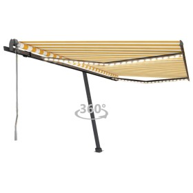 Toldo automático LED sensor de viento amarillo blanco 450x300cm de vidaXL, Toldos - Ref: Foro24-3069773, Precio: 654,99 €, De...