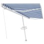 Retractable manual blue and white freestanding awning 500x350 cm by vidaXL, Awnings - Ref: Foro24-3069656, Price: 538,38 €, D...