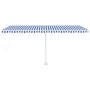 Retractable manual blue and white freestanding awning 500x350 cm by vidaXL, Awnings - Ref: Foro24-3069656, Price: 538,38 €, D...